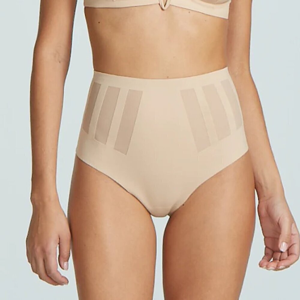 New Commando Luxe High Waist Control Seamless Beige Women's Thong Underwear Med